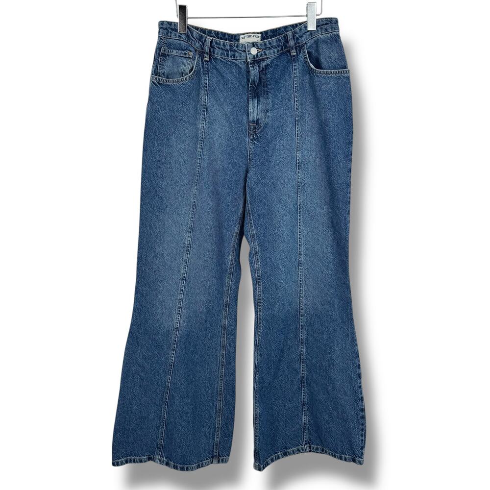 We The Free Wallflower jeans women's 33 wide leg mid rise flare blue denim retro